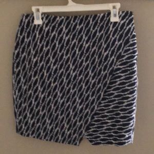Loft wrap skirt in navy blue and white.